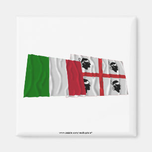 Italy and Sardegna waving flags Magnet