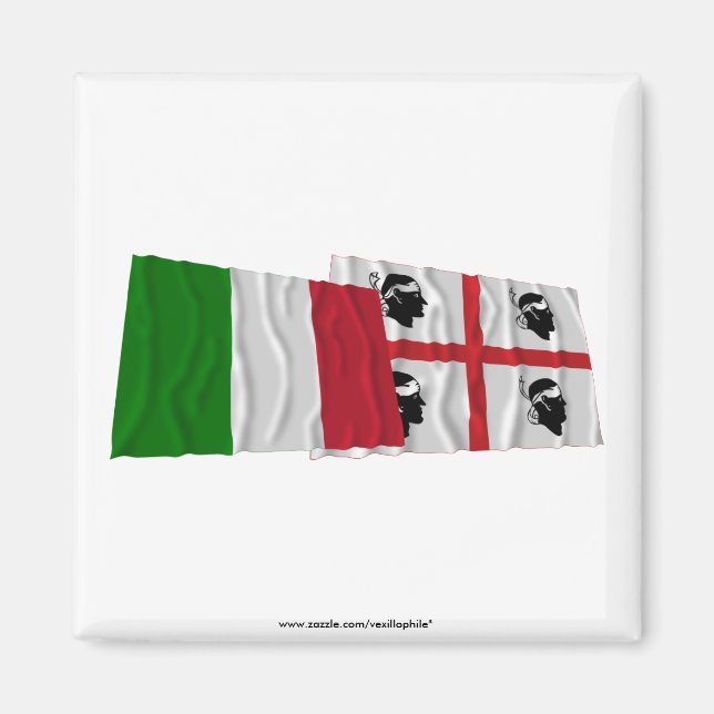 Italy and Sardegna waving flags Magnet (Front)