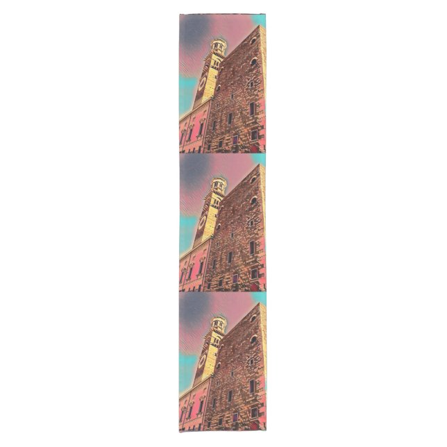 Italy architecture painting short table runner (Front)