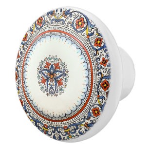 Italy Art Antico Deruta Style Cabinet Drawer Ceramic Knob