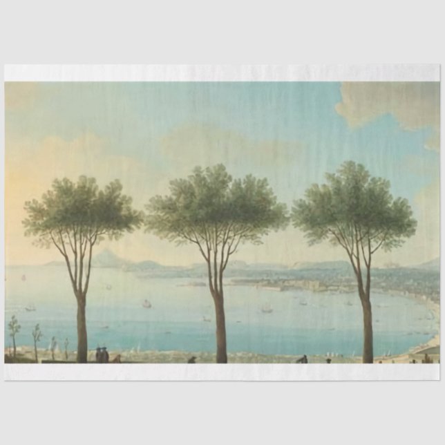 Italy Bay of Naples Trees Decoupage Paper (Front)