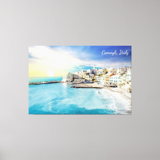Italy Beach Ocean Mediterranean Scenic Painting Canvas Print (Front)