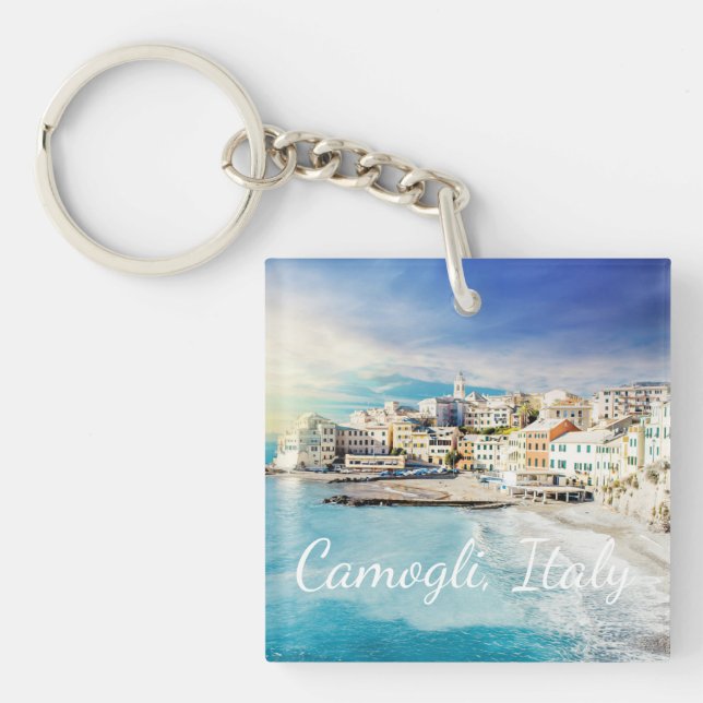 Italy Beach Ocean Mediterranean Scenic Painting   Keychain (Front)