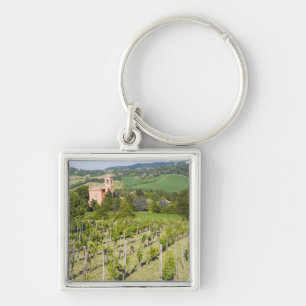 Italy, Bologna, View through Vineyard to Chiesa Keychain