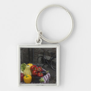 Italy, Brescia Province, Gargnano. Table with 2 Keychain