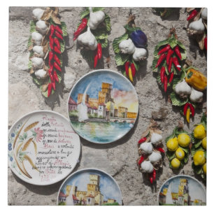 Italy, Brescia Province, Sirmione. Souvenirs. Tile
