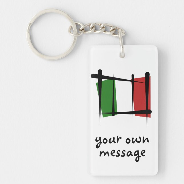 Italy Brush Flag Keychain (Front)