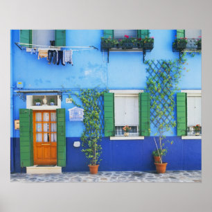 Italy, Burano. A colorful house in Burano near Poster