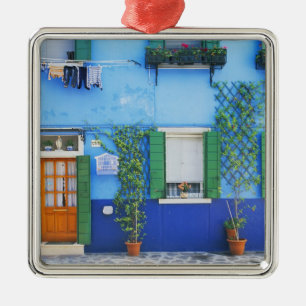 Italy, Burano. A colourful house in Burano near Metal Ornament