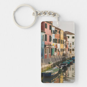 Italy, Burano. Colourful houses of line a Keychain