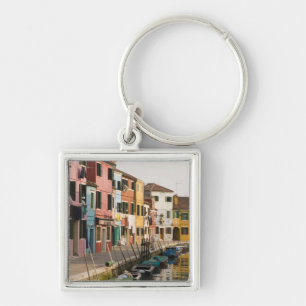 Italy, Burano. Colourful houses of line a Keychain
