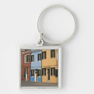 Italy, Burano. Colourful row of homes and empty Keychain