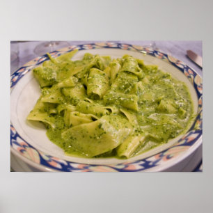 Italy, Camogli. Plate of pasta with pesto Poster