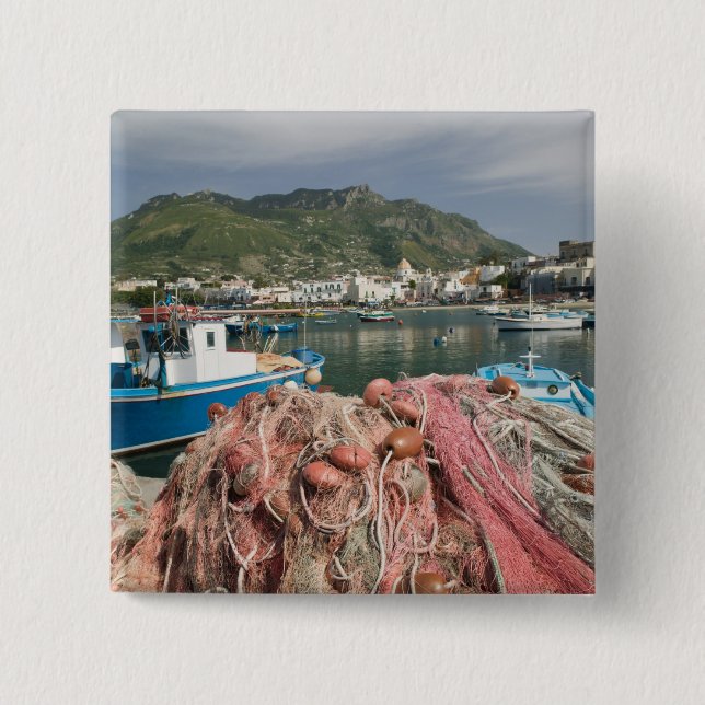 ITALY, Campania, (Bay of Naples), ISCHIA, FORIO: 2 Inch Square Button (Front)