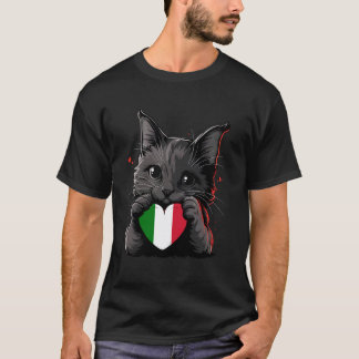 Italy Cat Heart Italian Flag Italian Roots Italian T-Shirt