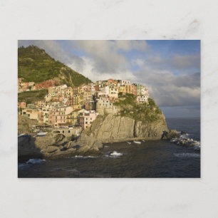 Italy, Cinque Terre, Manarola. Village on cliff. Postcard