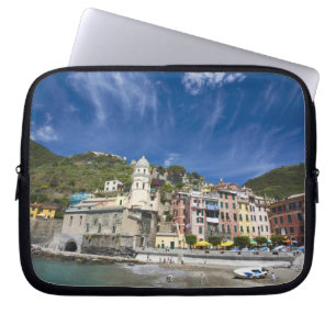 Italy, Cinque Terre, Vernazza, Harbour and Church Laptop Sleeve