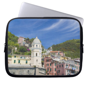 Italy, Cinque Terre, Vernazza, Harbour and Church Laptop Sleeve
