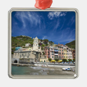 Italy, Cinque Terre, Vernazza, Harbour and Church Metal Ornament