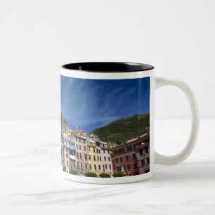 Italy, Cinque Terre, Vernazza, Harbour and Church  Two-Tone Coffee Mug