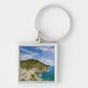 Italy, Cinque Terre, Vernazza, Hillside Town of 2 Keychain