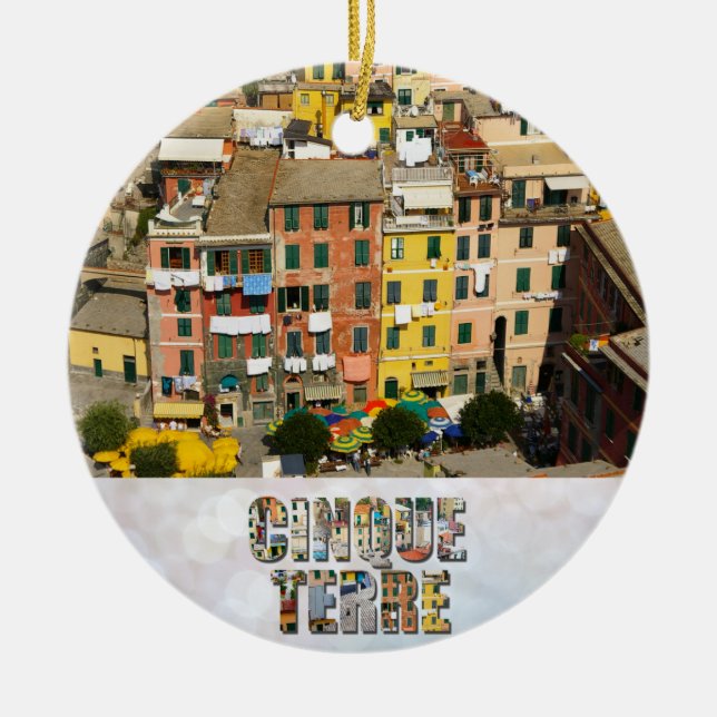Italy Cinque Terre Vernazza Photo Ceramic Ornament (Front)