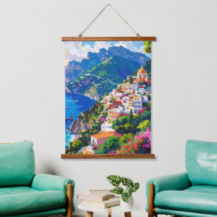 Italy Coast Flowers Hanging Tapestry