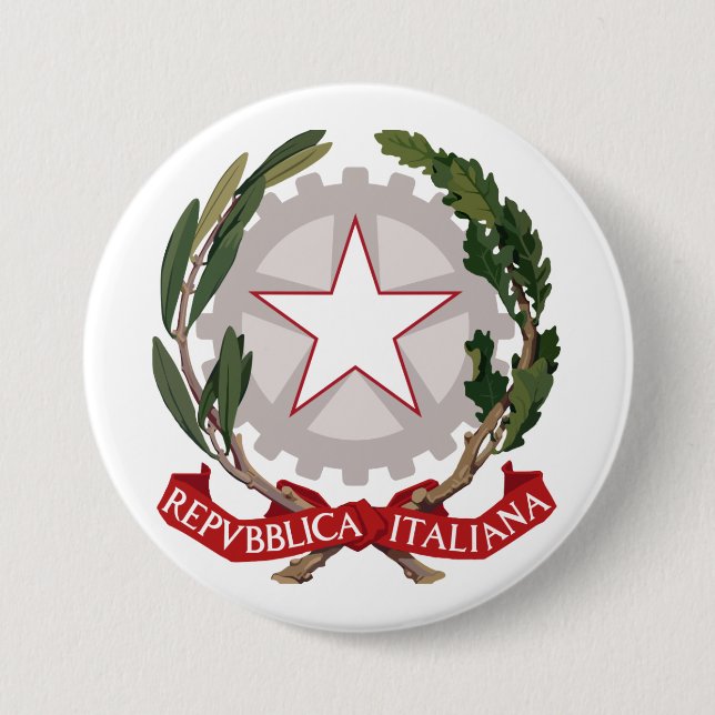 Italy coat of arms 3 inch round button (Front)