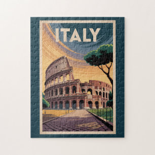 Italy Colosseum Illustration Travel Art Vintage Jigsaw Puzzle