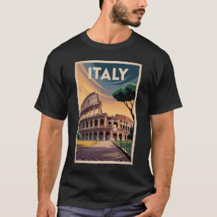 Italy Colosseum Illustration Travel Art Vintage T-Shirt