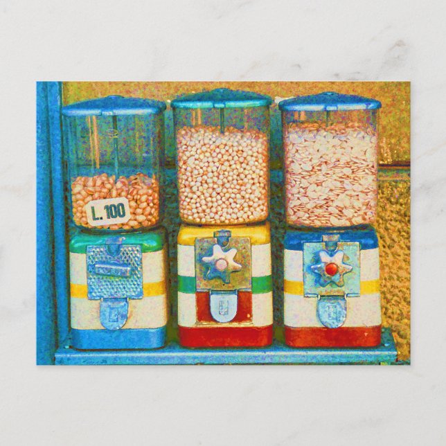 Italy Colourful 1950s Retro Nut Dispensers Postcard (Front)