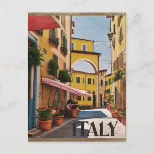 Italy Colourful Houses Vintage Travel Postcard