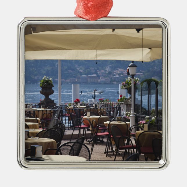 Italy, Como Province, Bellagio. Lakeside cafe. Metal Ornament (Front)