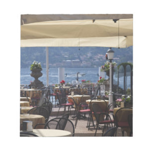 Italy, Como Province, Bellagio. Lakeside cafe. Notepad