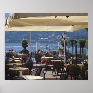 Italy, Como Province, Bellagio. Lakeside cafe. Poster