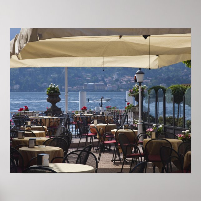 Italy, Como Province, Bellagio. Lakeside cafe. Poster (Front)