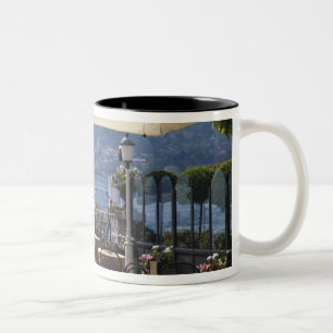 Italy, Como Province, Bellagio. Lakeside cafe. Two-Tone Coffee Mug