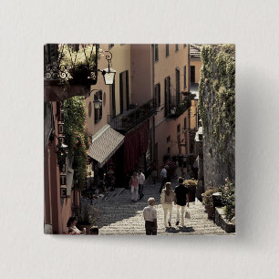 Italy, Como Province, Bellagio. Salita 2 Inch Square Button