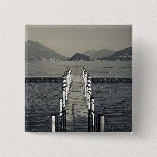 Italy, Como Province, Tremezzo. Lake pier. 2 Inch Square Button