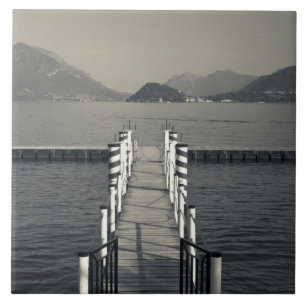 Italy, Como Province, Tremezzo. Lake pier. Tile