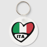 Italy Country Code Flag Heart Keyring, ITA