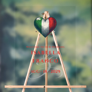 Italy Couple Heart Wedding Welcome Acrylic Sign