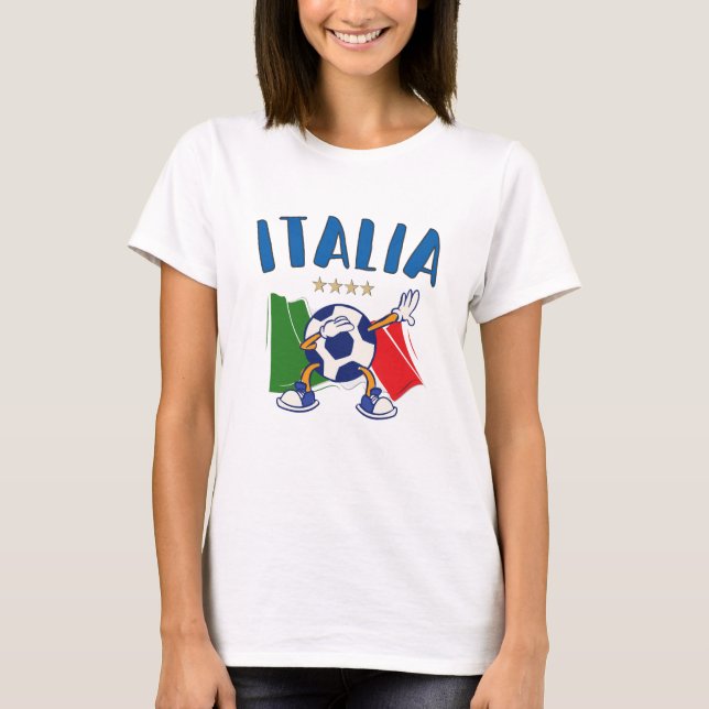 Italy Dabbing Soccer Ball Flag 4 stars T-Shirt (Front)