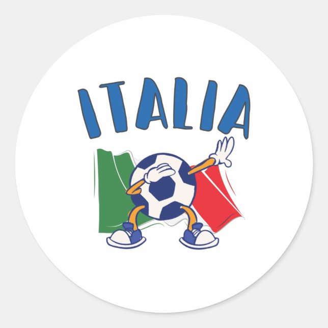 Italy Dabbing Soccer Ball Flag Classic Round Sticker (Front)