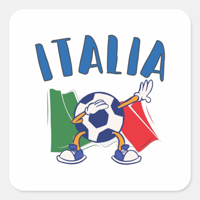 Italy Dabbing Soccer Ball Flag Square Sticker (Front)