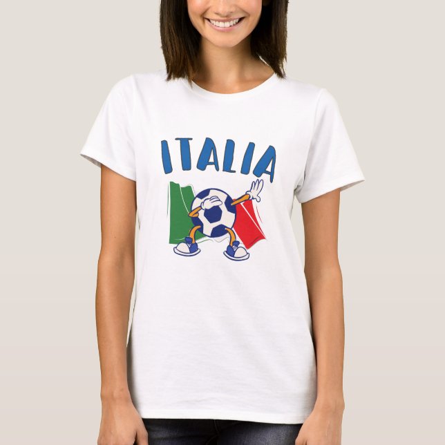 Italy Dabbing Soccer Ball Flag T-Shirt (Front)