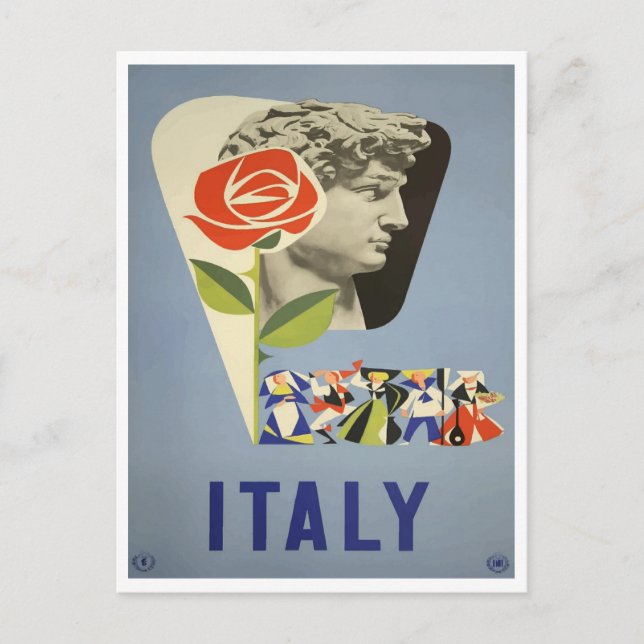 Italy David Statue Vintage Travel Postcard (Front)