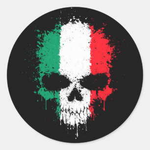 Italy Dripping Splatter Skull Classic Round Sticker