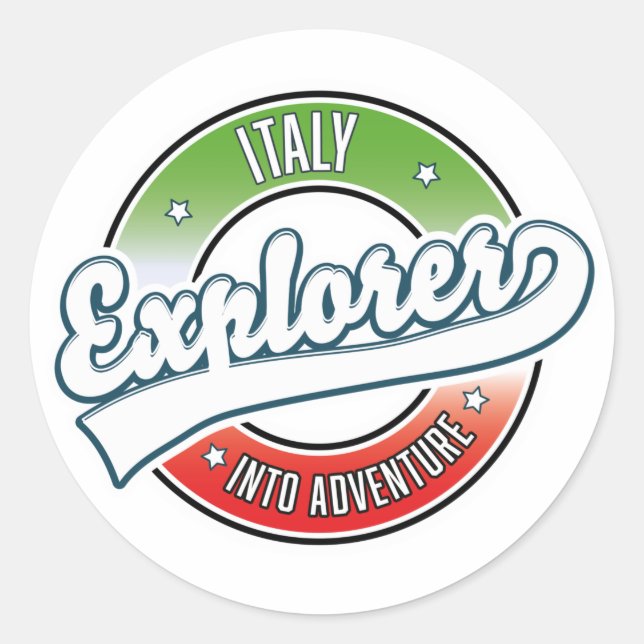 Italy explorer into adventure logo. keychain classic round sticker (Front)