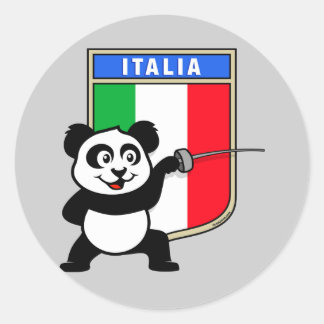 Italy Fencing Panda Classic Round Sticker